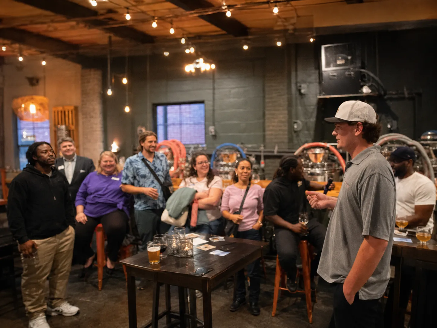 Homebuyer and investor community gathering during trivia night at a brewery